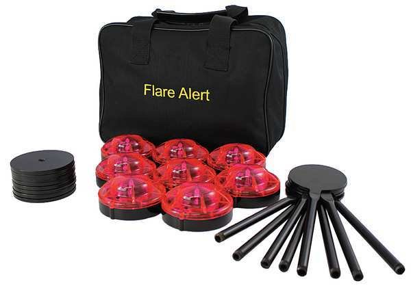 LED Road Flare Kit, 1 Watt, Red, Flarealert, Mfr#: B8RBP2FULL