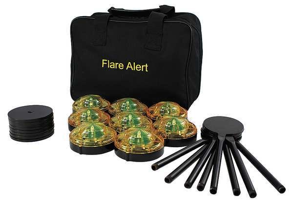 LED Road Flare Kit, 1 Watt, Yellow, Flarealert, Mfr#: B8YBP2FULL