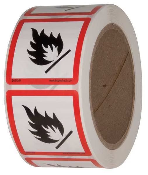 Safety Label, 2 in. W x 2 in. H, PK500, GHS1307, Ghs Safety, Mfr#: GHS1307