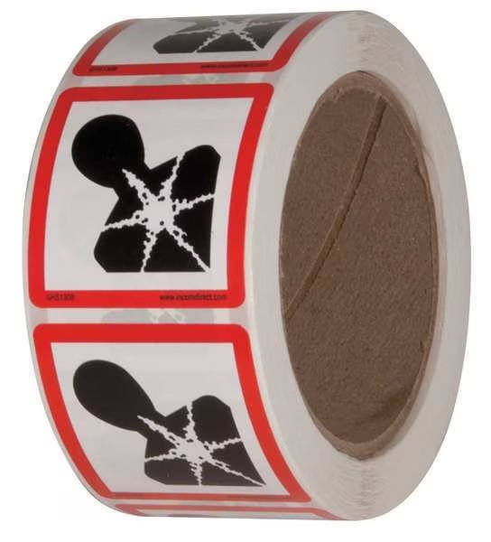 Safety Label, 2 in. W x 2 in. H, PK500, GHS1308, Ghs Safety, Mfr#: GHS1308