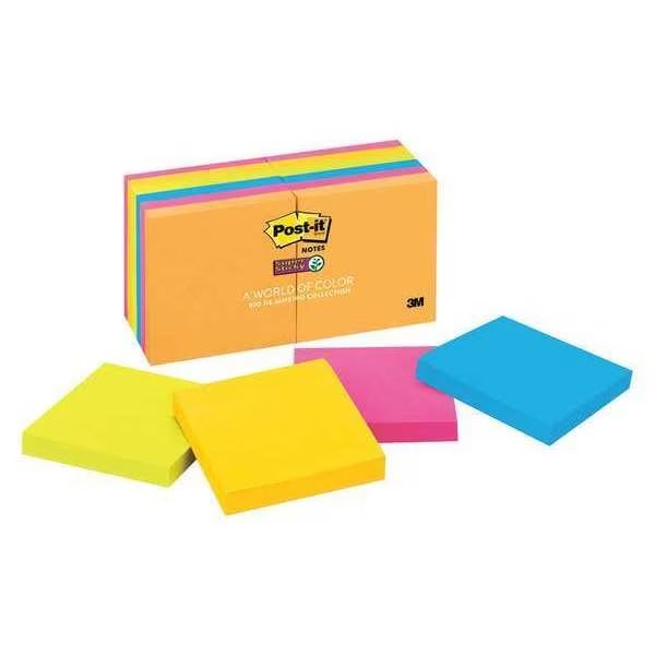 Super Sticky Notes, 3x3 In., PK12, Post-It, Mfr#: 654-12SSUC