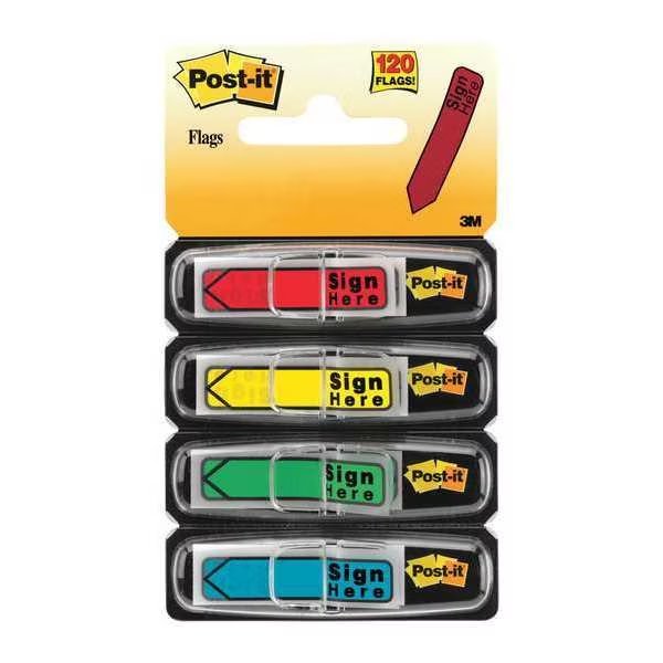Sticky Flags, Sign Here, Assorted, PK4, Post-It, Mfr#: 684-SH