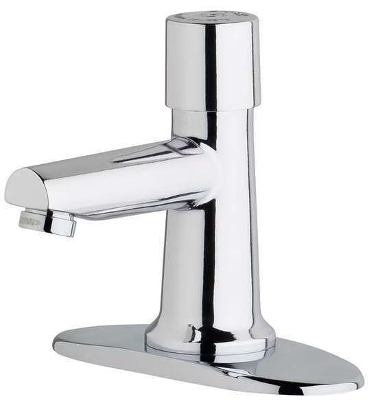 Metering 4" Mount, 3 Hole Straight Spout Bathroom Faucet, Chrome plated, Chicago Faucet, Mfr#: 3500-4E2805ABCP