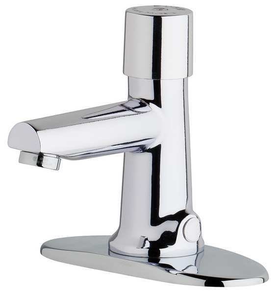 Metering 4" Mount, 3 Hole Straight Spout Bathroom Faucet, Chrome plated, Chicago Faucet, Mfr#: 3501-4E2805ABCP