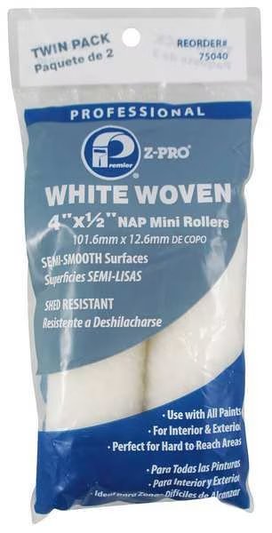 4" Mini Paint Roller Cover, 1/2" Nap, Woven, 2 PK, Premier, Mfr#: 75040