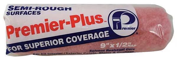 9" Paint Roller Cover, 1/2" Nap, Polyester/Knit, Premier, Mfr#: 937