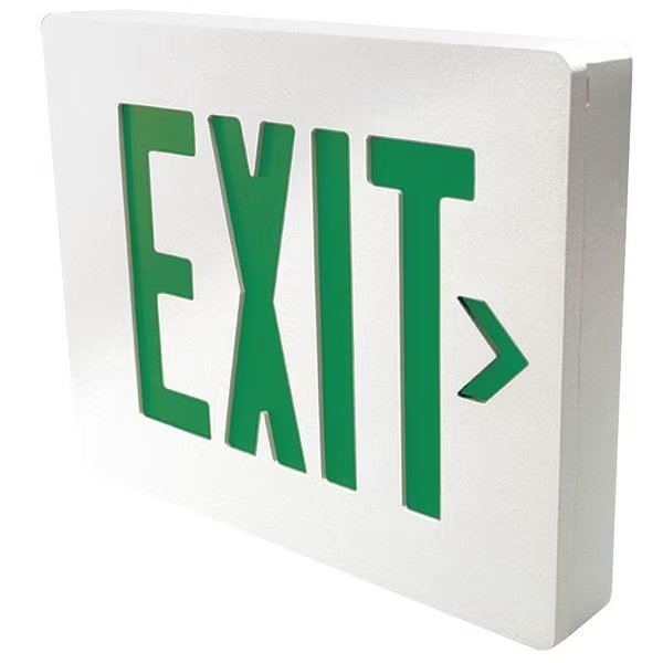Exit Sign, Grn Letters, Wht Hsng, Dbl Face, Dual-Lite, Mfr#: SEDGWE