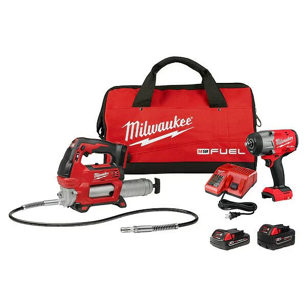 HTIW and Grease Gun Kit, w/Contractor Bag, Milwaukee Tool, Mfr#: 2967-22GG