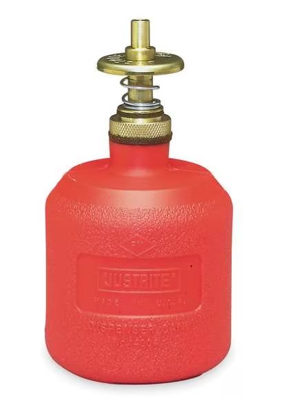 Dispensing Bottle, 8 oz Capacity, Polyethylene, Red, 3 1/8 in Outside Diameter, FM Approved, Justrite, Mfr#: 14004