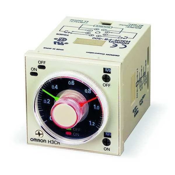 Time Delay Relay, 120VAC, 5A, DPDT, Socket, Omron, Mfr#: H3CR-F8AC100-240/DC100/125