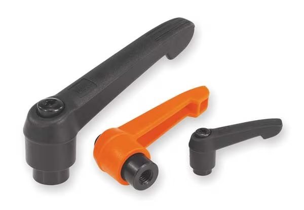 Adjustable Handle Size: 1, , 1/4-20, Plastic, Black RAL 7021, Comp: Steel, Kipp, Mfr#: K0269.1A21