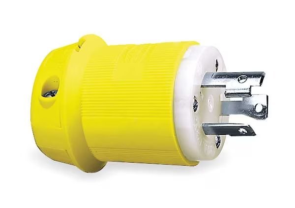 30A Marine Twist-Lock Plug 2P 3W 250VAC L6-30P YL, Hubbell, Mfr#: HBL26CM21