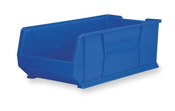 Storage Bin, Plastic, 16 1/2 in W, 11 in H, 29 7/8 in L, Blue, Akro-Mils, Mfr#: 30293BLUE