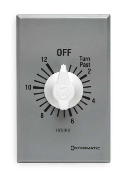 Timer, Spring Wound, 12 Hr, DPST, Silver, Intermatic, Mfr#: FF412H