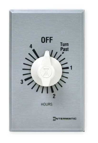 Timer, Spring Wound, 4 Hr, SPST, Silver, Intermatic, Mfr#: FF4H