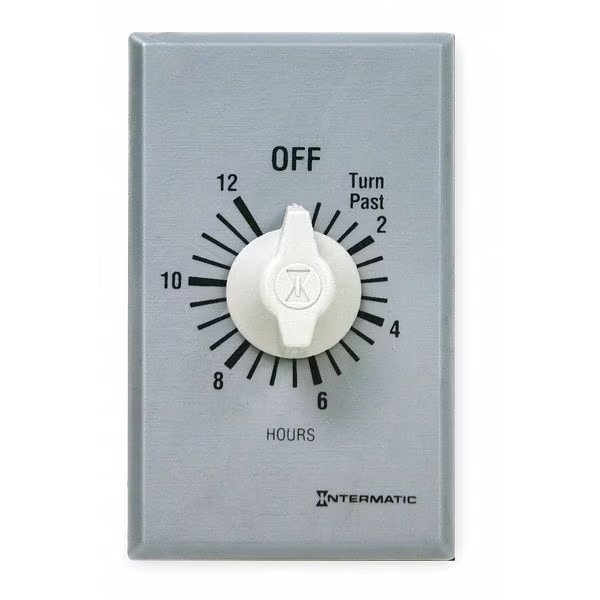 Timer, Spring Wound, 12 Hr, SPDT, Silver, Intermatic, Mfr#: FF312H