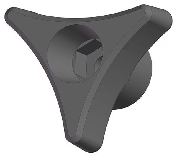 Snap Lock Three Prong Knob, M6 Thread Size, 1-3/4" Dia., Thru Tap, Innovative Components, Mfr#: GNH4-HEX3P4----