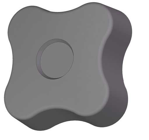 Soft Touch Four Lobe Knob, 1/4-20 Thread Size, 0.625"L, Steel, Innovative Components, Mfr#: GN4C----4S2BS21