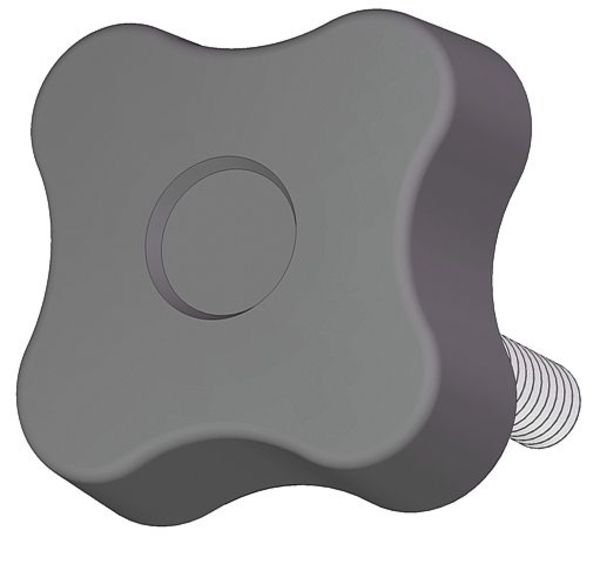 Soft Touch Four Lobe Knob with Screw, 1/4-20 Thread Size, 0.625"L, Steel, Innovative Components, Mfr#: GN4C06254S2-S21