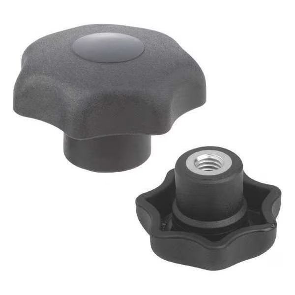 Star Grip, Similar To DIN 6336, D=M08, D1= 40 H=25, Internal Thread, Cap and Grip: Black Plastic, Kipp, Mfr#: K0154.208