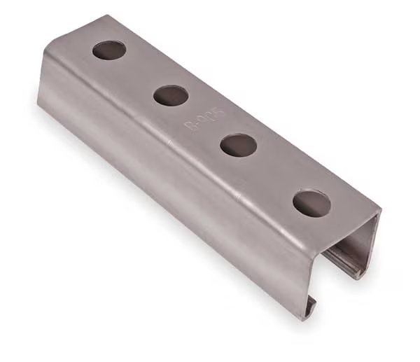 Strut Channel, 1-1/2" W, 20 ft. L, Silver, Kindorf, Mfr#: B 905 20 EG