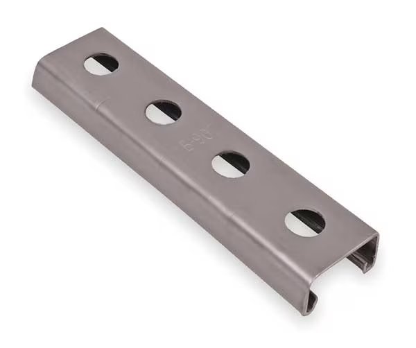 Strut Channel, 1-1/2" W, 20 ft. L, Silver, Kindorf, Mfr#: B 907 20 EG