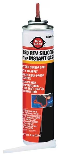 High Temp., Sensor-Safe RTV Silicone Gasket Maker, 8 oz, Red, Temp Range -70 to 650 Degrees F, Pro Seal, Mfr#: 80729