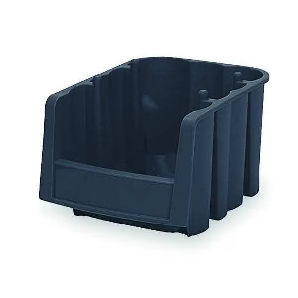 Hang & Stack Storage Bin, Plastic, 6 5/8 in W, 5 in H, 8 7/8 in L, Black, Akro-Mils, Mfr#: 30796BLACK