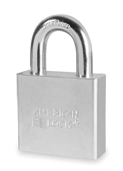 Padlock, Keyed Different, Standard Shackle, Round Steel Body, Boron Shackle, 3/4 in W, American Lock, Mfr#: A5260