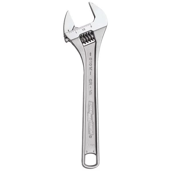 Adj. Wrench, 8", 1-3/16" Cap., Chrome, Channellock, Mfr#: 808W