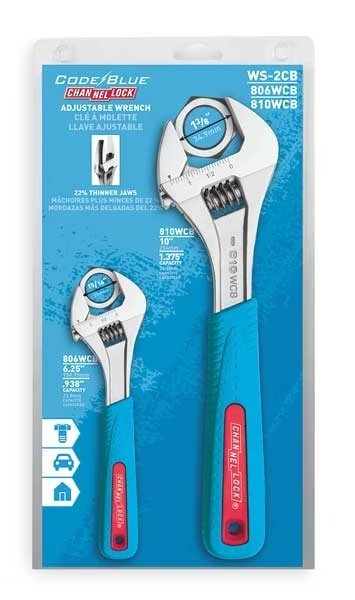 Adj. Wrench Set, 6", 10", Chrome, 2 Pc., Channellock, Mfr#: WS-2CB