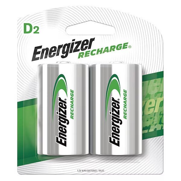Precharged Recharg Battery, D, NiMh, PK2, Energizer, Mfr#: NH50BP-2