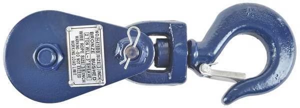 Snatch Block, Wire Rope, 3/8 in Max Cable Size, 4,000 lb Max Load, Painted, B/A Products Co, Mfr#: 6I-2T3