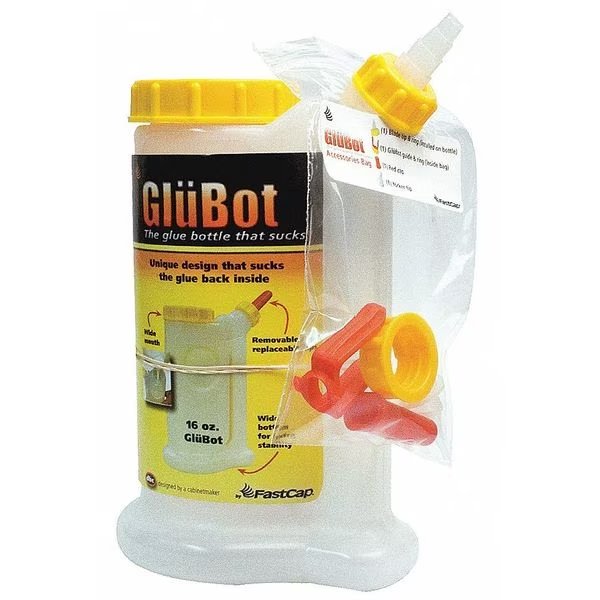 Glue Dispenser, Yellow/White, 16 oz, Plastic, Fastcap, Mfr#: GB.GLUBOT