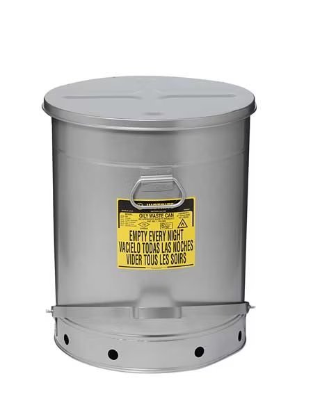 Oily Waste Can, 21 Gal., Steel, Red, Justrite, Mfr#: 09708