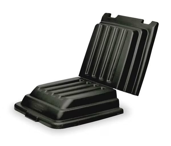 Tilt Truck Lid, Black, Fits 13-1/2 cu. ft., Rubbermaid Commercial, Mfr#: FG9T2200BLA