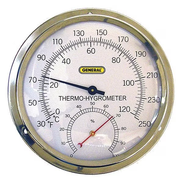 Indoor Analog Hygrometer, 30 to 250 F, General Tools, Mfr#: 3LYU4