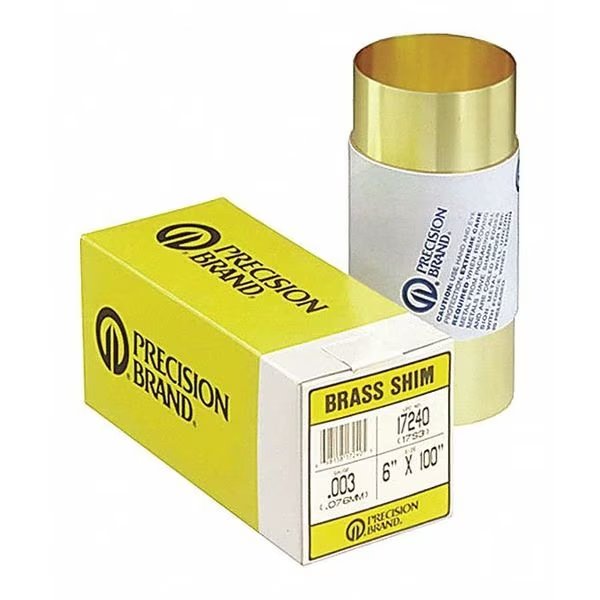 Shim Stock, Roll, Brass, 0.0080 In, 6 In, Precision Brand, Mfr#: 17370