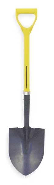 16 ga Standard Step Round Point Shovel, Steel Blade, 27 in L Yellow, Nupla, Mfr#: 6894156