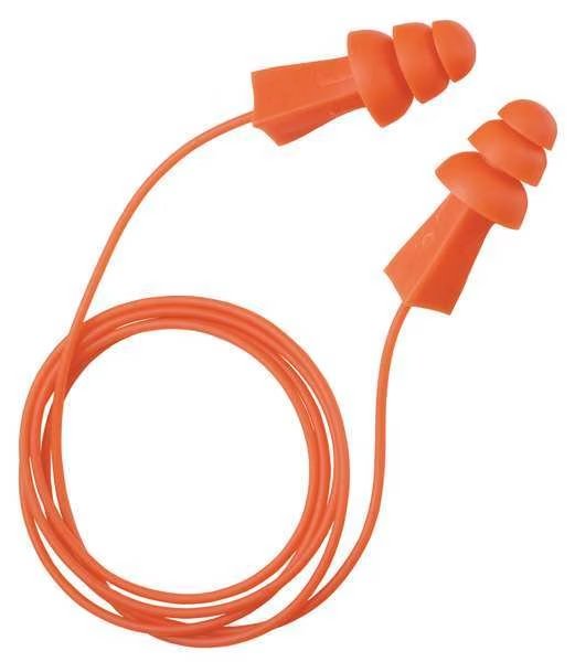 Tri-Grip Reusable Vinyl Ear Plugs, Flanged Shape, 27 dB, Orange, 100 PK, Tasco, Mfr#: 100-09010