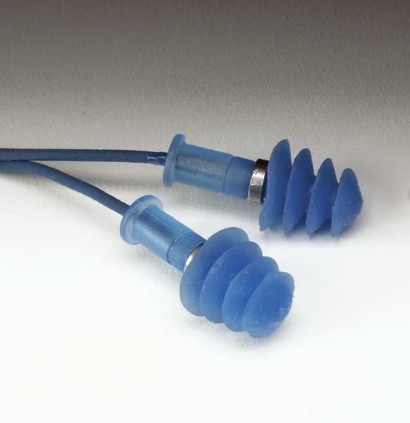 Fusion Reusable Corded Ear Plugs, Metal Detectable, Flanged Shape, NRR 25 dB, M, Blue, 100 Pairs, Honeywell Howard Leight, Mfr#: FDT-30
