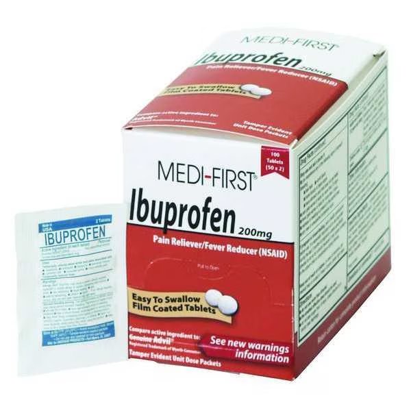 Ibuprofen, Tablet, 200mg, PK250 (125 pks of 2), Medi-First, Mfr#: 80848