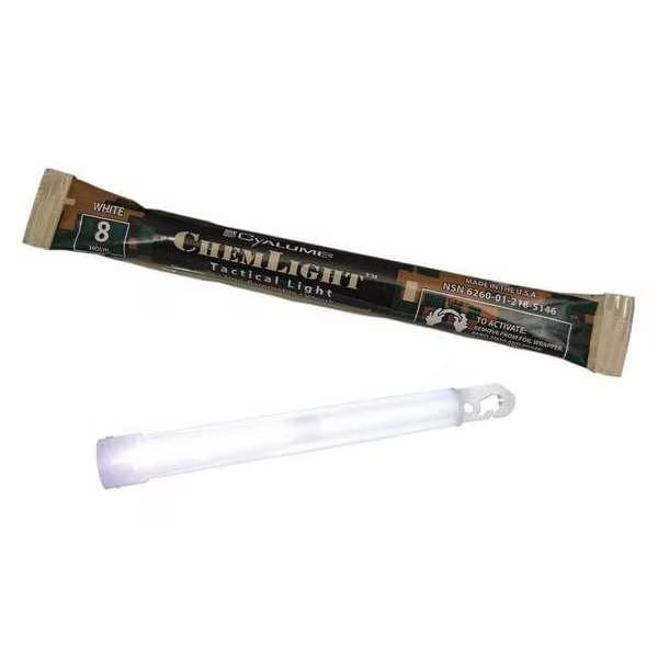 Lightstick, White, 6 In. L, 8 hr., PK10, Chemlight By Cyalume Technologies, Mfr#: 9-51460