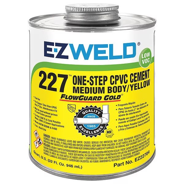 CPVC One-Step Cement, 32 Oz, Yellow, Ez Weld, Mfr#: 22704