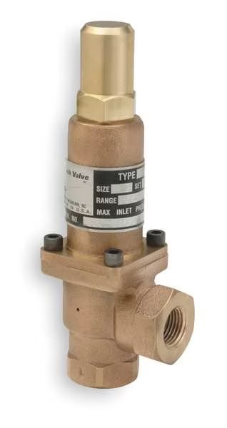 Pressure Relief Valve, 1 In, 50 psi, Bronze, Cash Valve, Mfr#: K10EWA01-E1-0050
