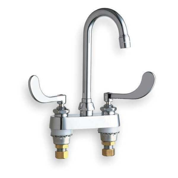 Manual, 4" Mount, Commercial 2 Hole Gooseneck Kitchen/Bathroom Faucet, Chicago Faucet, Mfr#: 895-317XKABCP