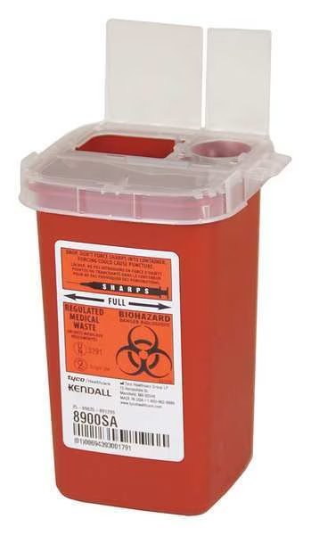 Sharps Container, 1/4 Gal., Red, PK10, Covidien, Mfr#: SR1Q100900