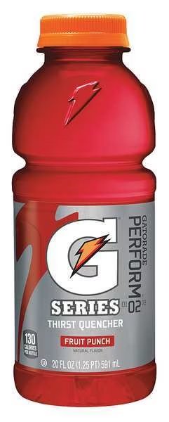 Sports Drink, 20 oz., Ready to Drink, Regular, Fruit Punch, 24 PK, Gatorade, Mfr#: 32866
