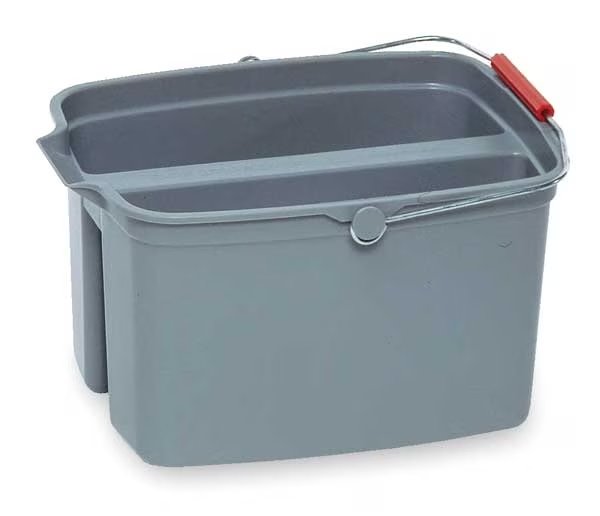 4-1/4 gal. Rectangular Split Bucket, 10-1/8" H, Gray, Plastic, Rubbermaid Commercial, Mfr#: FG261700GRAY