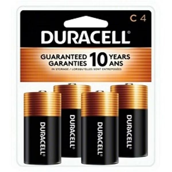 Coppertop C Alkaline Battery, 1.5V DC, 4 Pack, Duracell, Mfr#: MN1400R4ZX